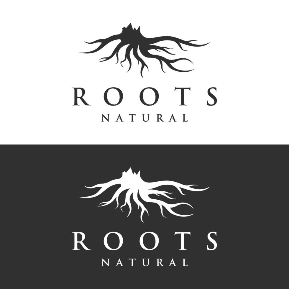 diseño de plantilla creativa de logotipo abstracto natural de raíz de árbol único y fibroso. vector