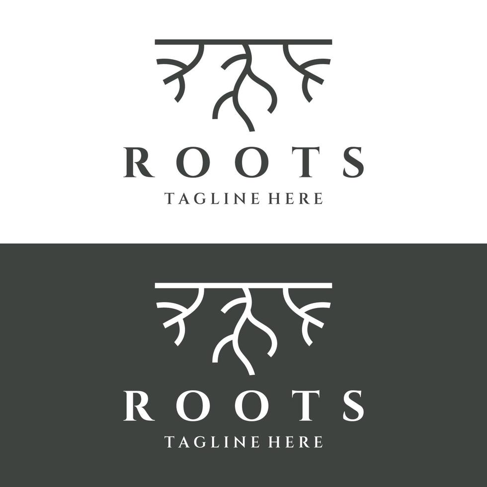 Single and fibrous tree root natural abstract logo creative template design. vector