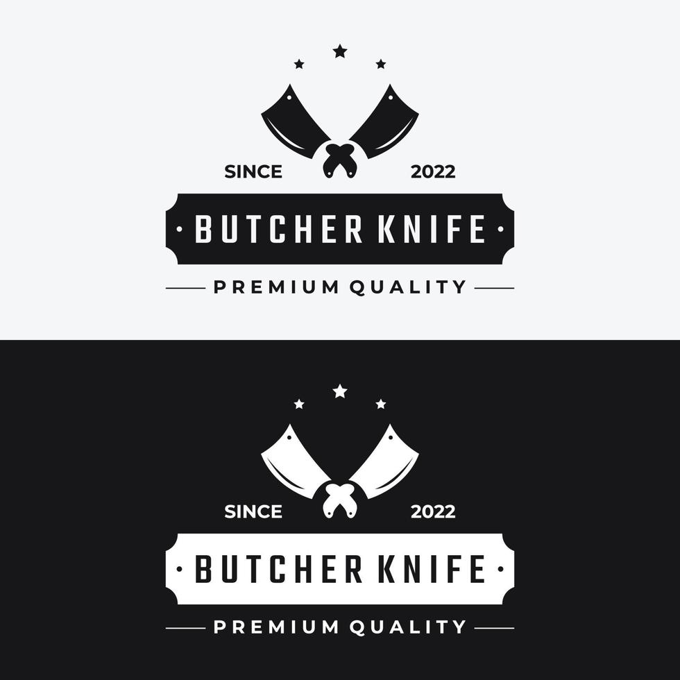 Chef knife logo template design, vintage butcher knife.Logo for business, badge,restaurant,butcher shop,cafe,brand and knife shop. vector