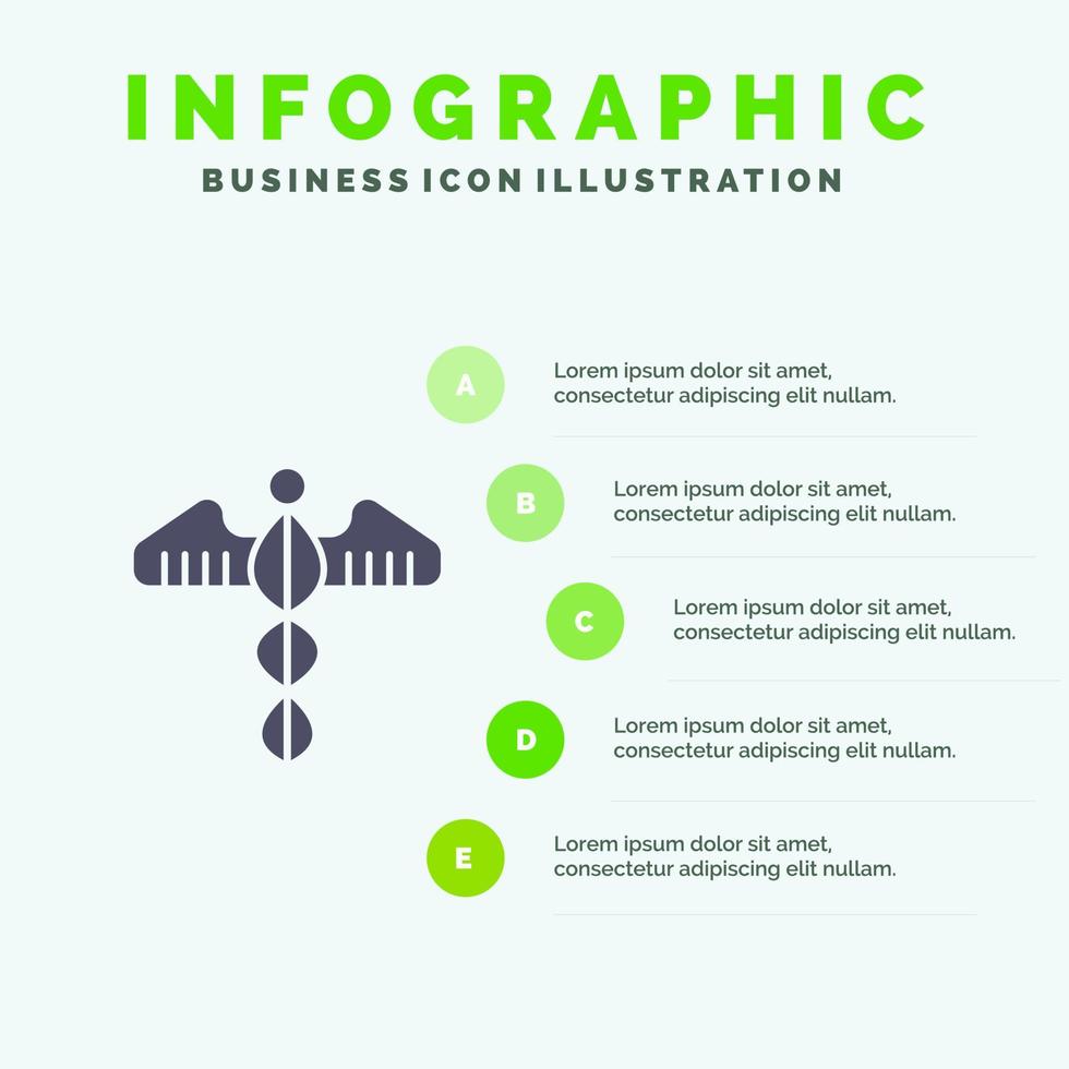 Medical Symbol Heart Health Care Solid Icon Infographics 5 Steps Presentation Background vector