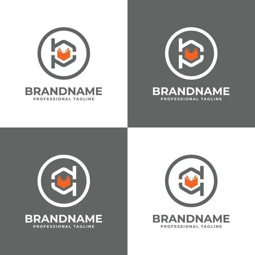 Letter BP or DQ Monogram Book Hexagonal Logo, suitable for any business related to book with BP or DQ initials. vector