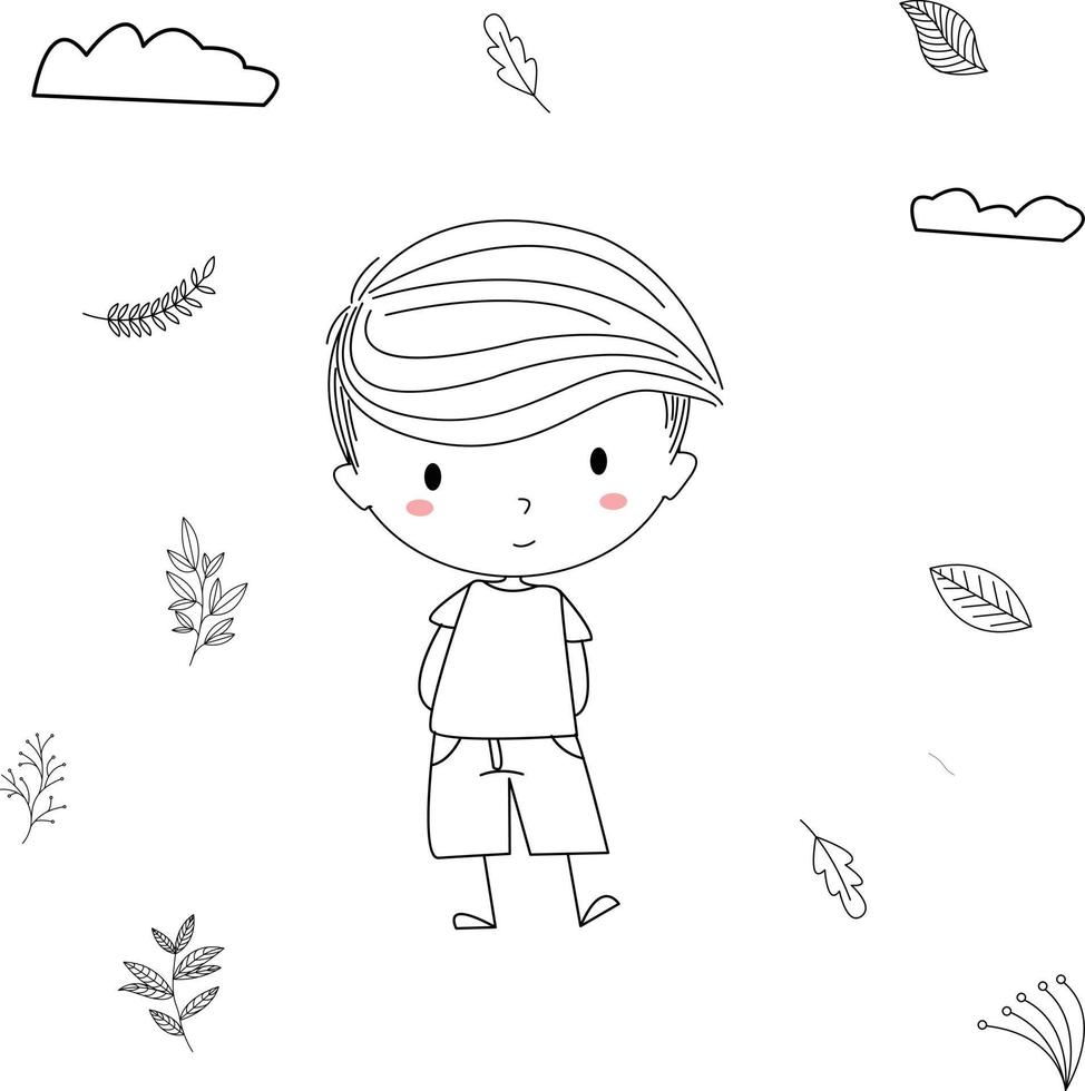 Hand Drawn Cartoon Happy Kids, Stock Vector - Imagination illustration, cool boy pose