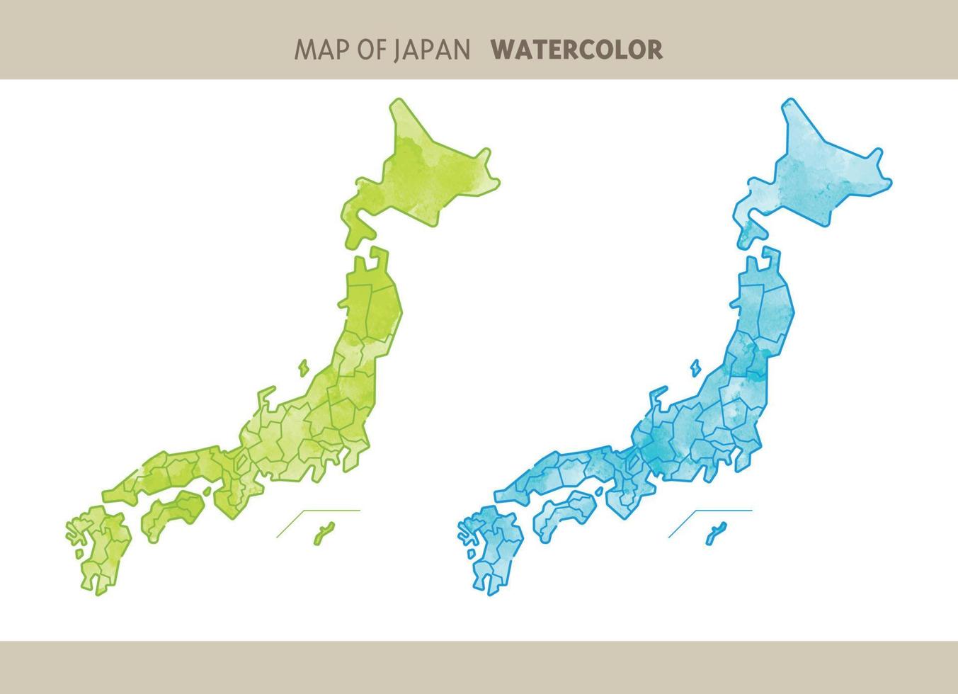 Map of Japan. hand drawn by watercolor vector