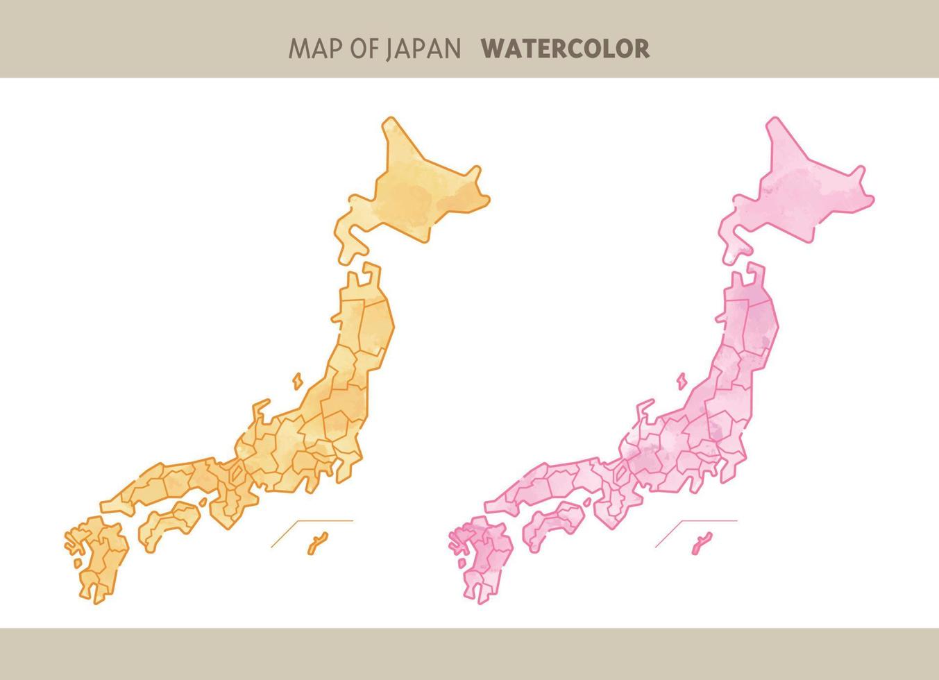 Map of Japan. hand drawn by watercolor vector