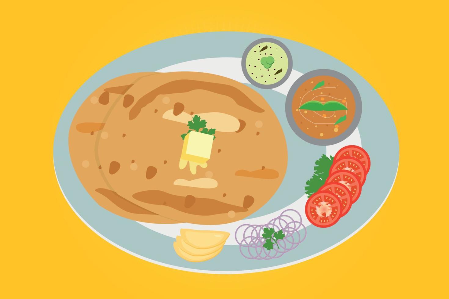 Chole bhature masala indian traditional punjabi food design vector