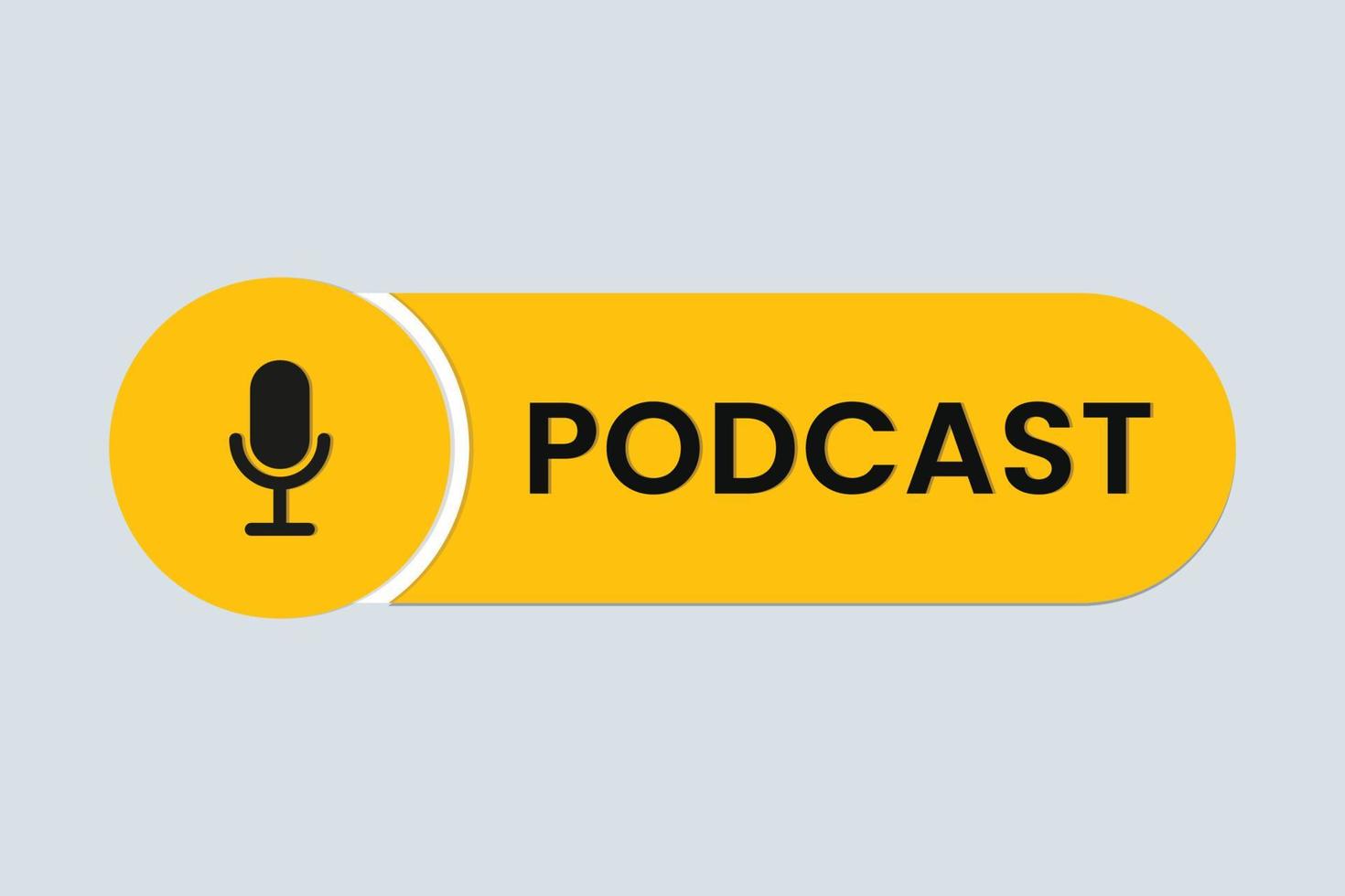 Podcast geometric badge with microphone icon. vector