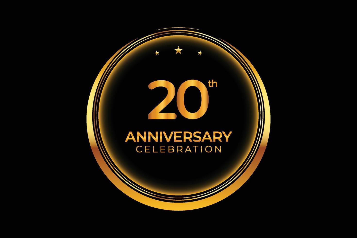 20th Anniversary Celebration golden light effect design. vector