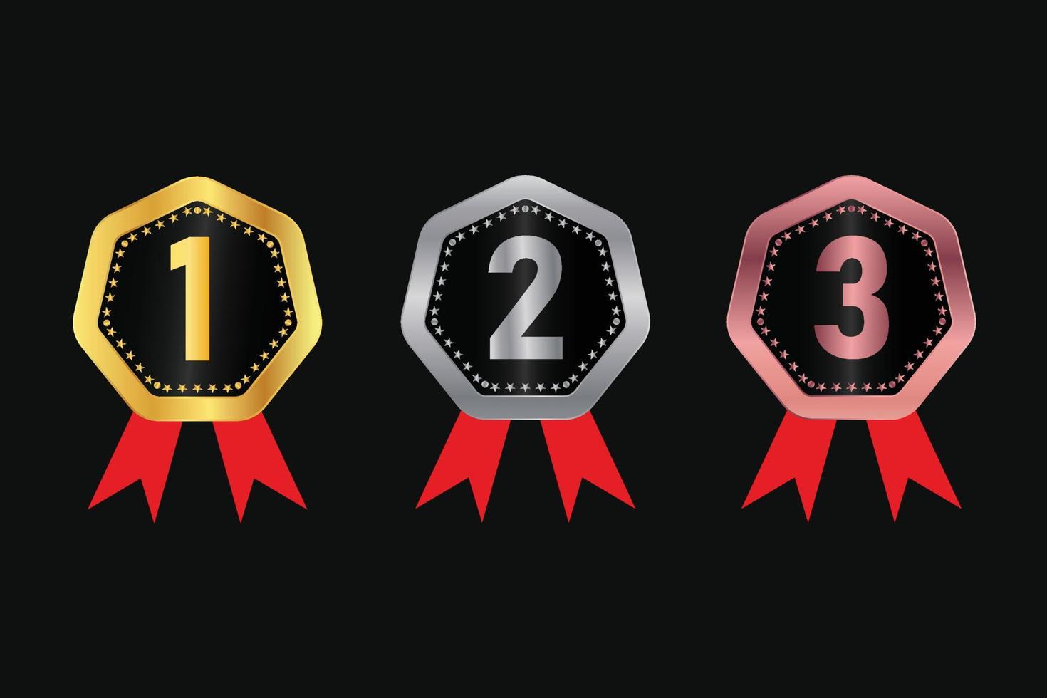 1, 2, 3 level and Winner medals vector design.