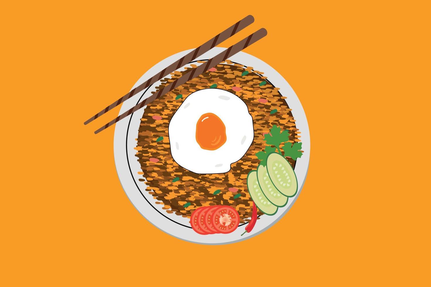 Indonesia traditional food nasi goreng design vector