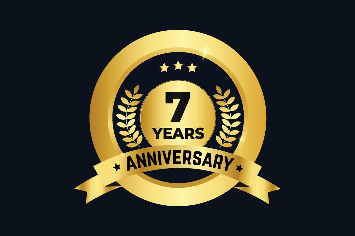 Golden 7 years wedding anniversary vector