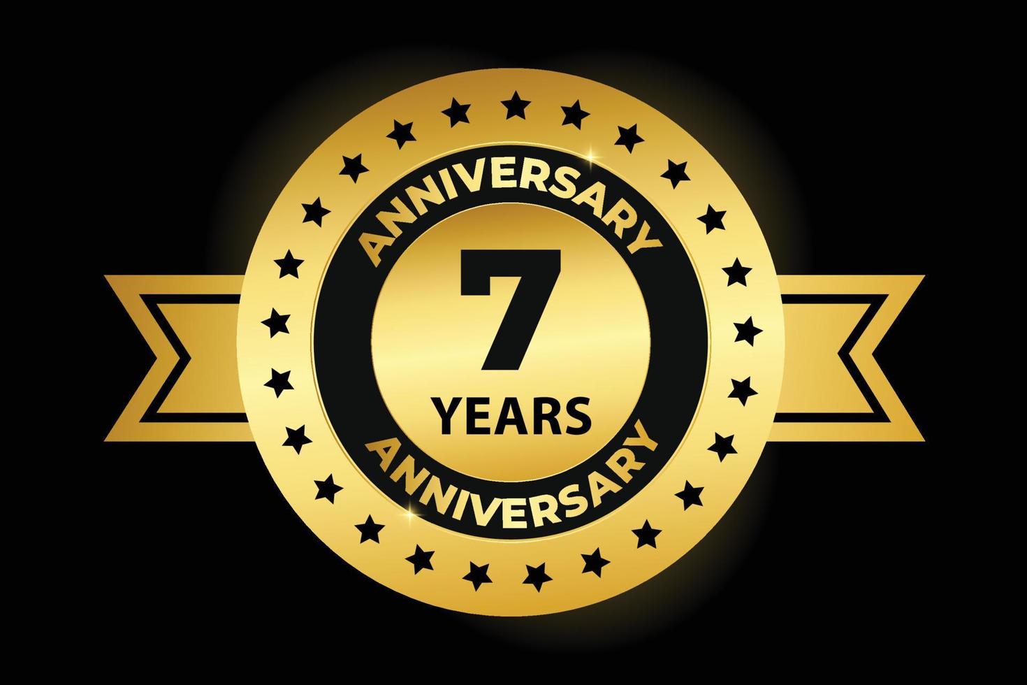 Gradient 7th years anniversary logo design vector