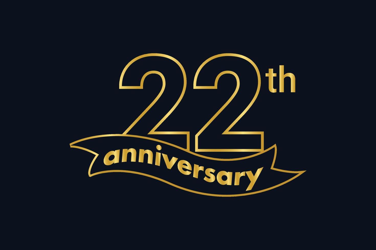 Anniversary 22 th years golden edition Vector Element.