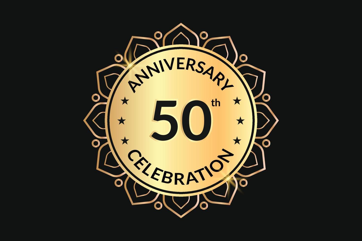50th Years Anniversary Celebration golden gradient badge. vector