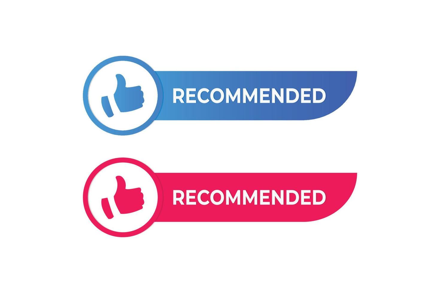 Blue and red vector illustration banner recommended with thumbs up