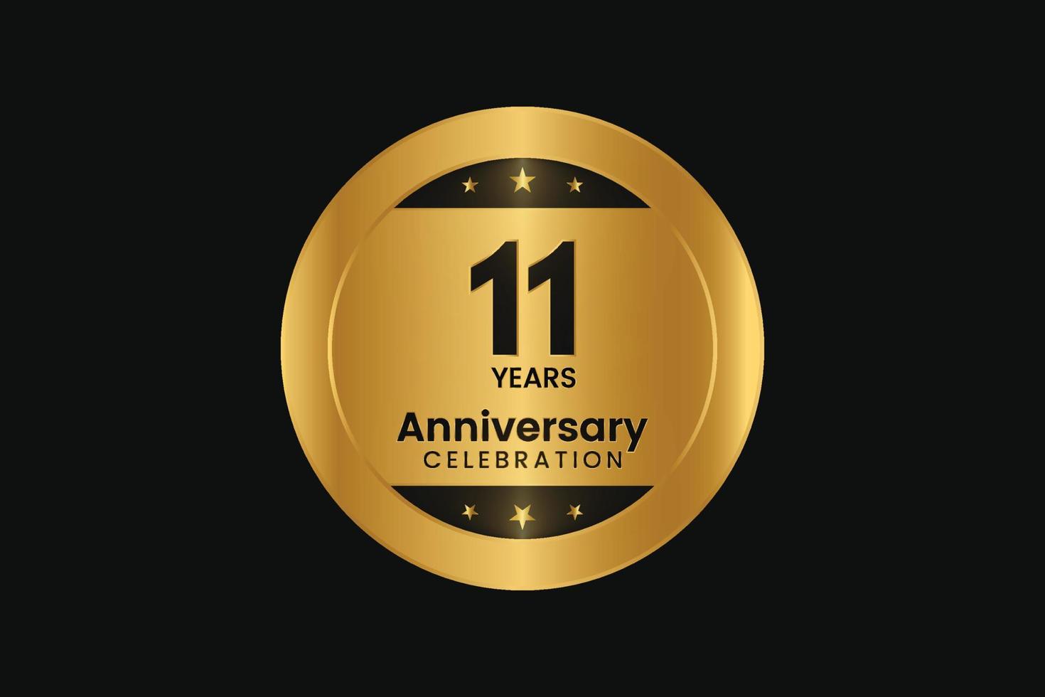 11 years Anniversary Celebration golden design. vector