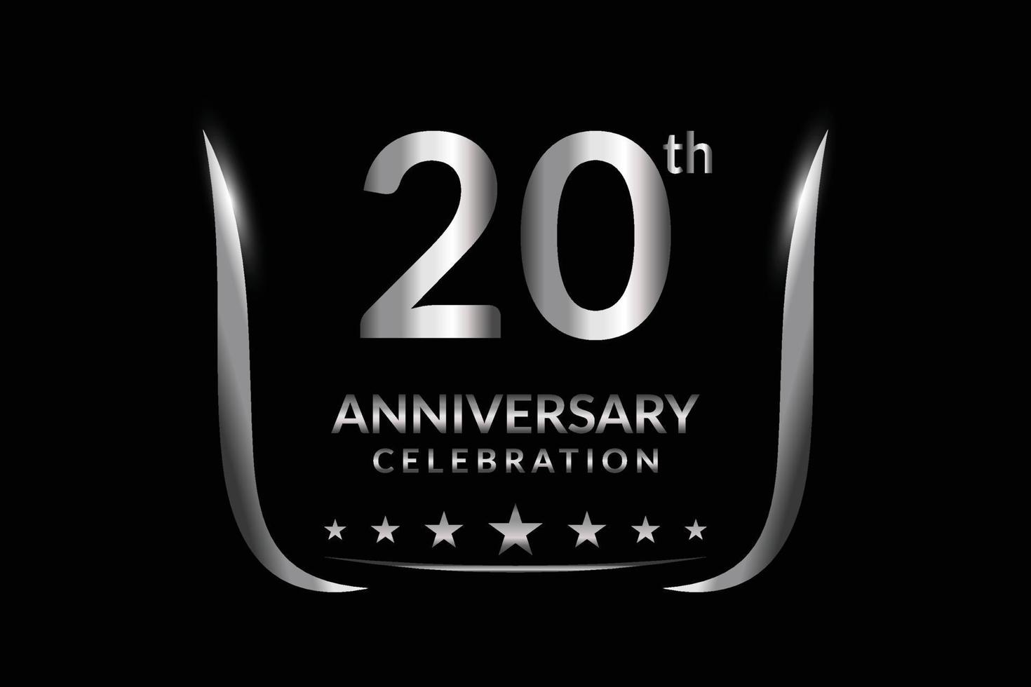 20th Anniversary Celebration silver gradient vector design.