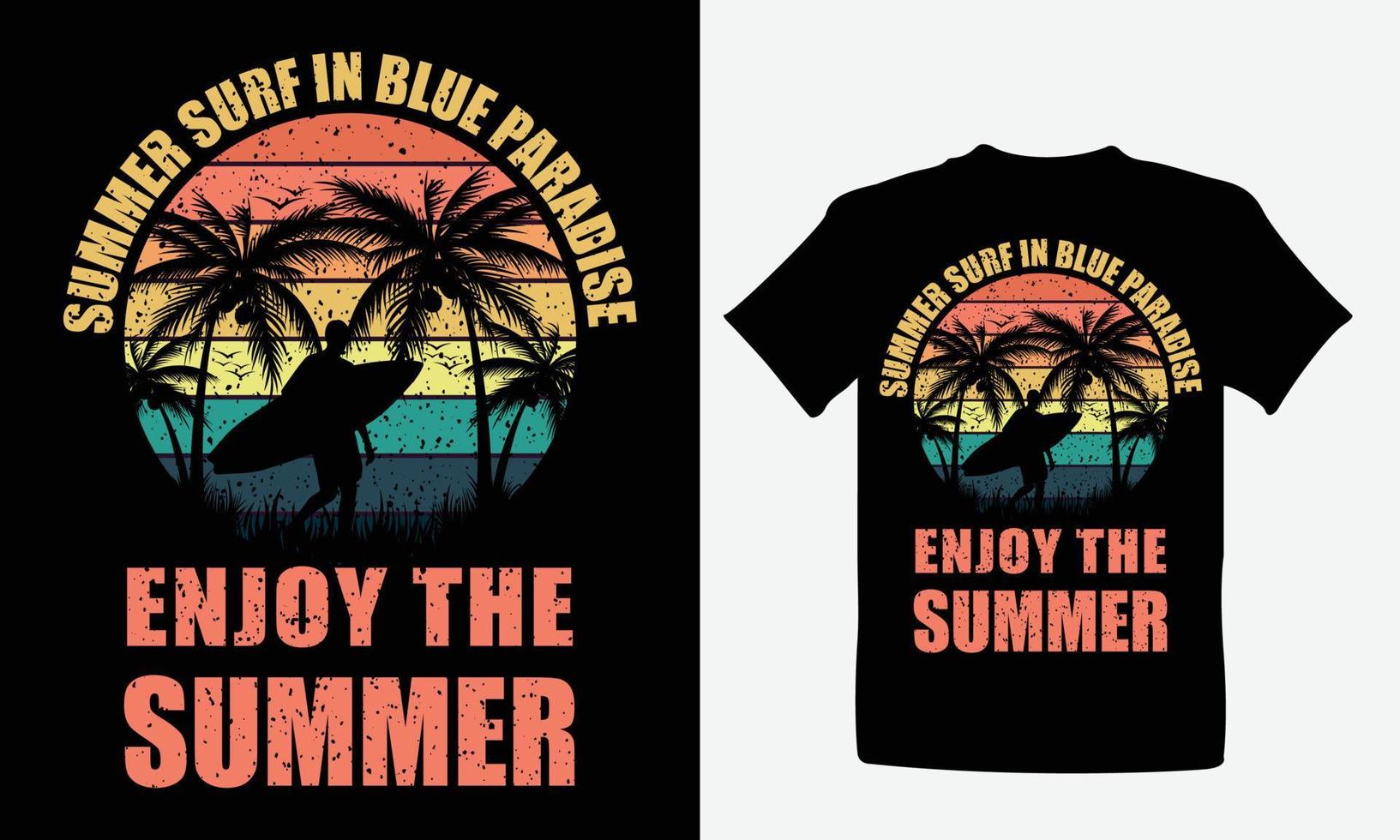 Surfing retro summer t-shirt design vector