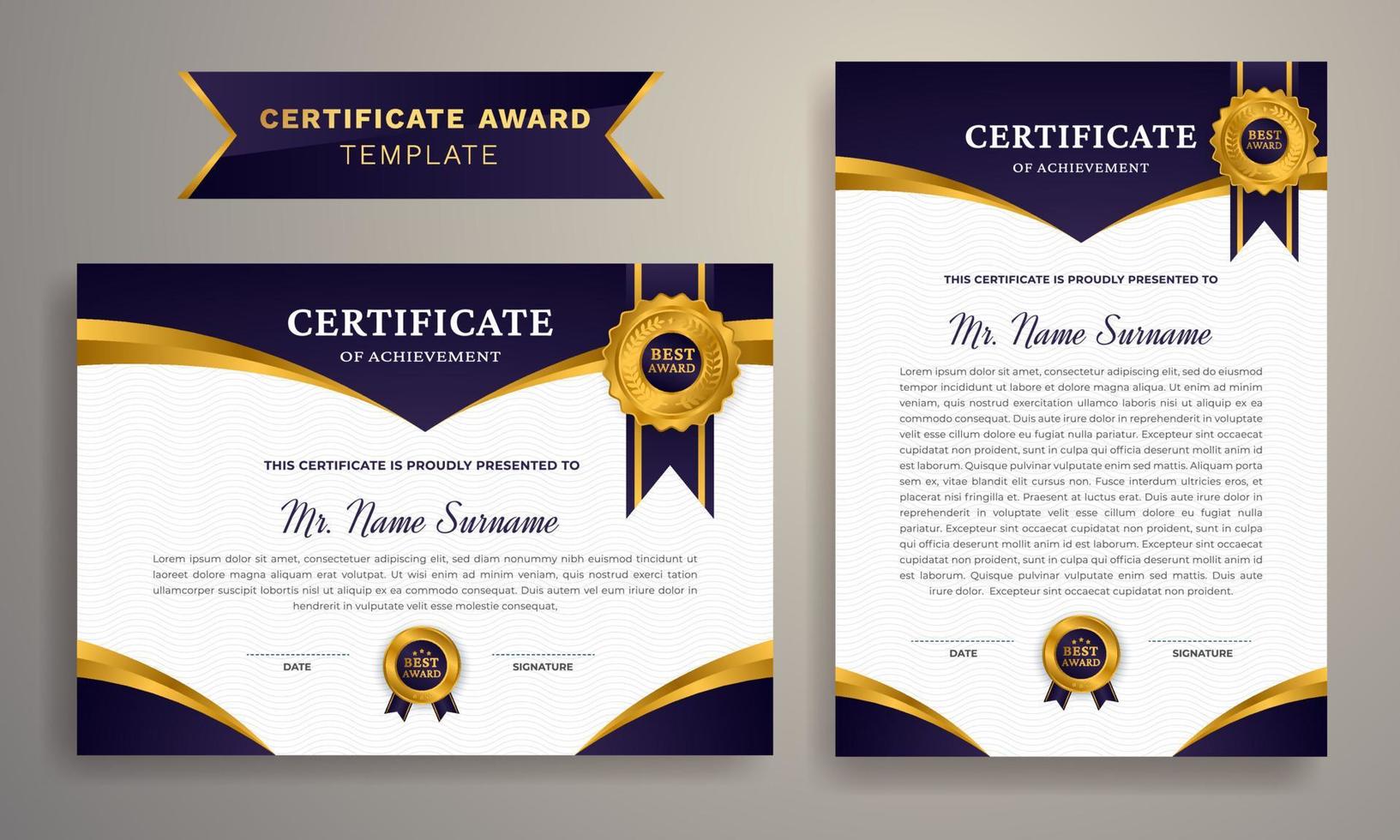 Black and gold certificate of achievement border template. vector