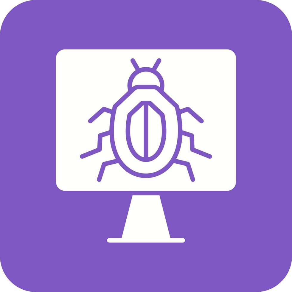 Computer Virus Glyph Round Corner Background Icon vector