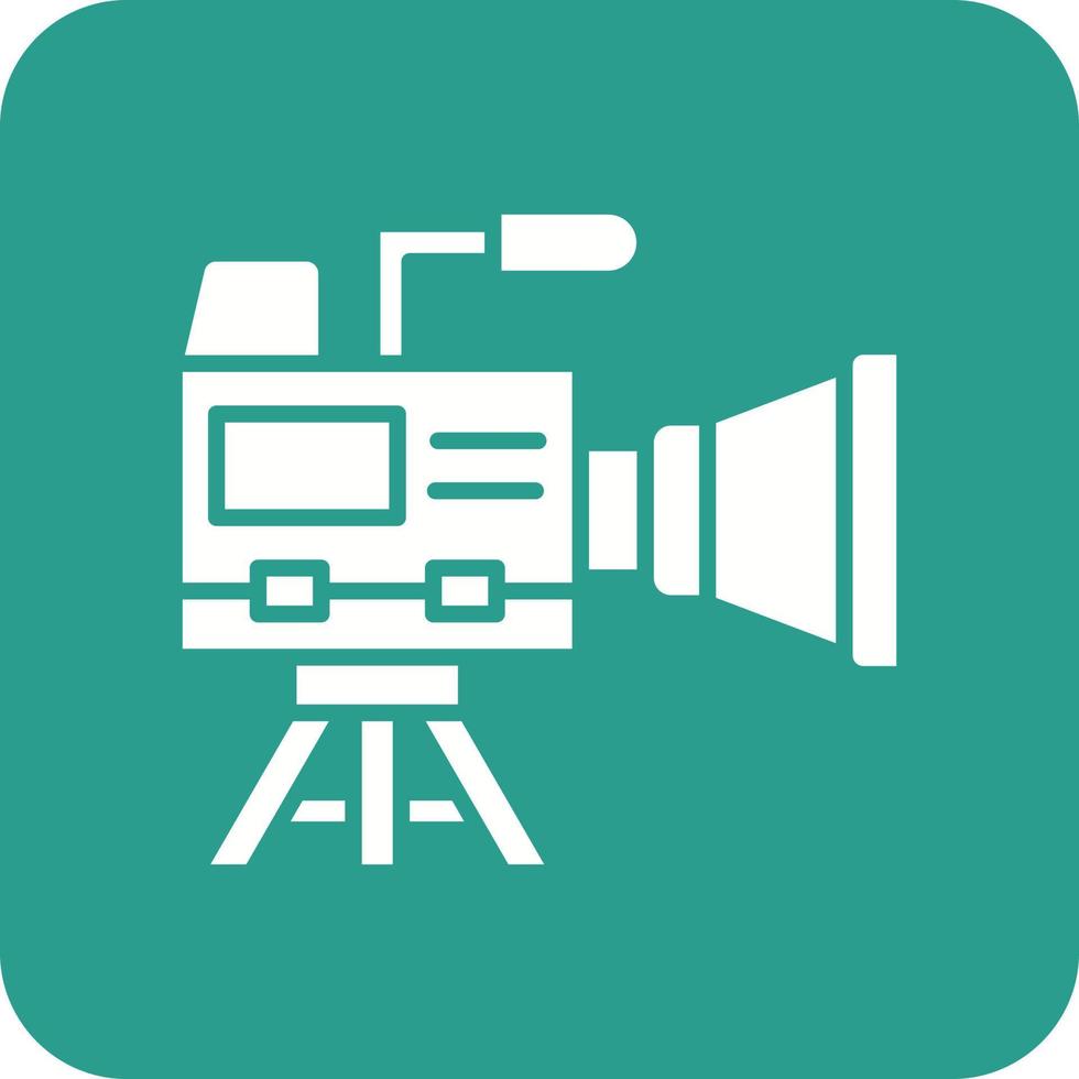 Video Camera Glyph Round Corner Background Icon vector