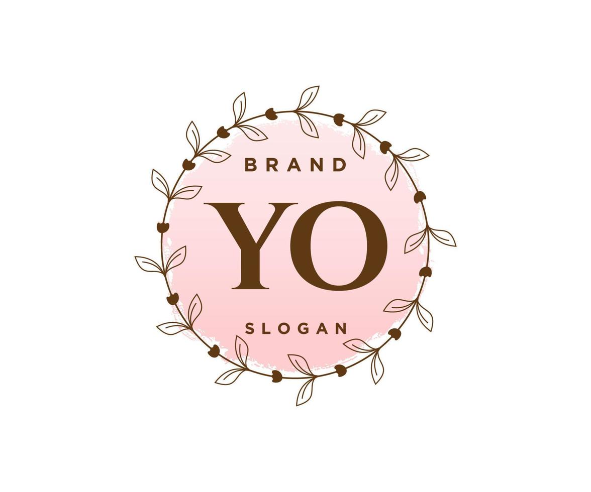 Initial YO feminine logo. Usable for Nature, Salon, Spa, Cosmetic and Beauty Logos. Flat Vector Logo Design Template Element.