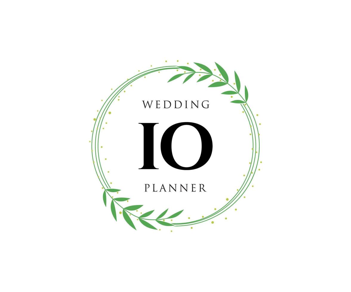 IO Initials letter Wedding monogram logos collection, hand drawn modern minimalistic and floral templates for Invitation cards, Save the Date, elegant identity for restaurant, boutique, cafe in vector