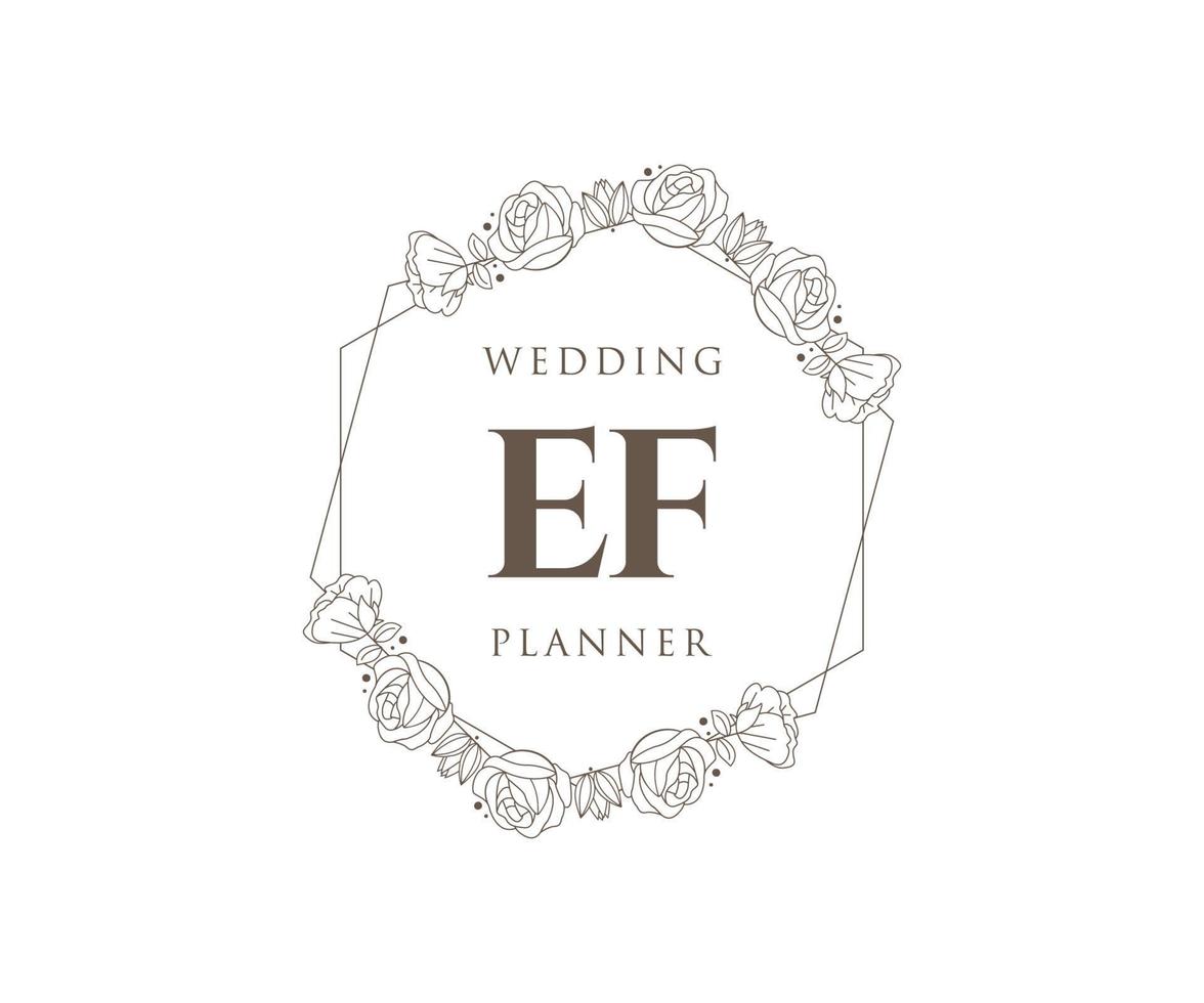 EF Initials letter Wedding monogram logos collection, hand drawn modern minimalistic and floral templates for Invitation cards, Save the Date, elegant identity for restaurant, boutique, cafe in vector