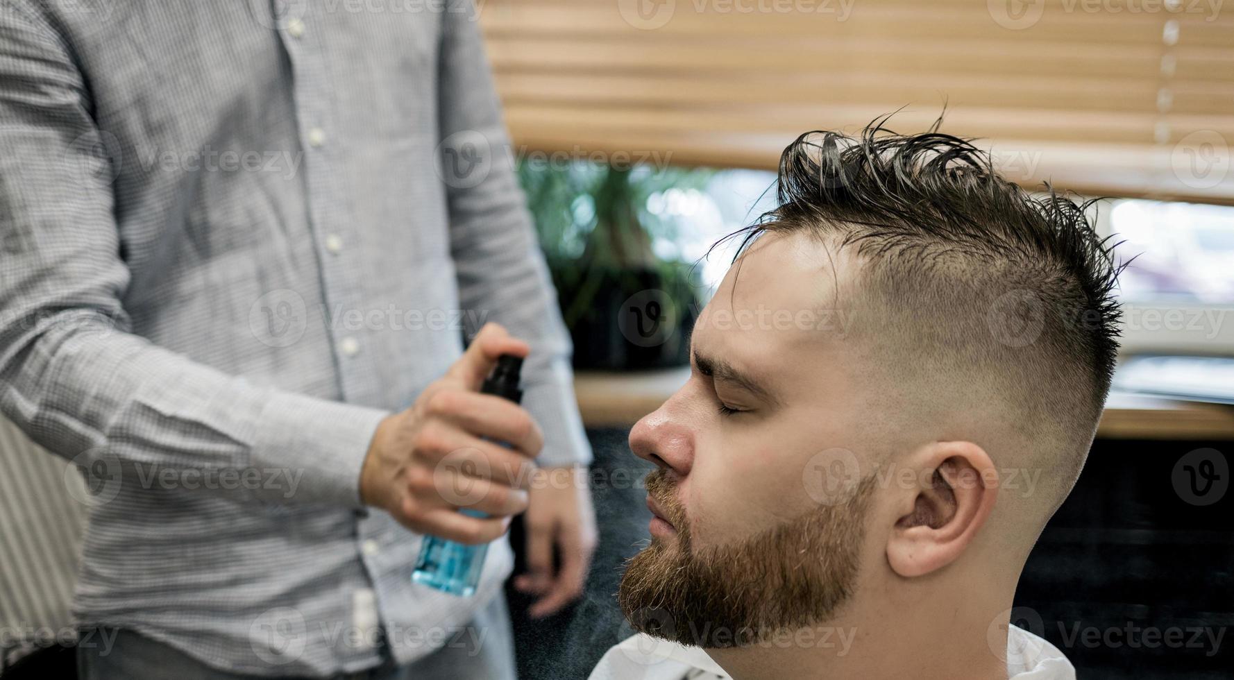 Client during beard and moustache photo