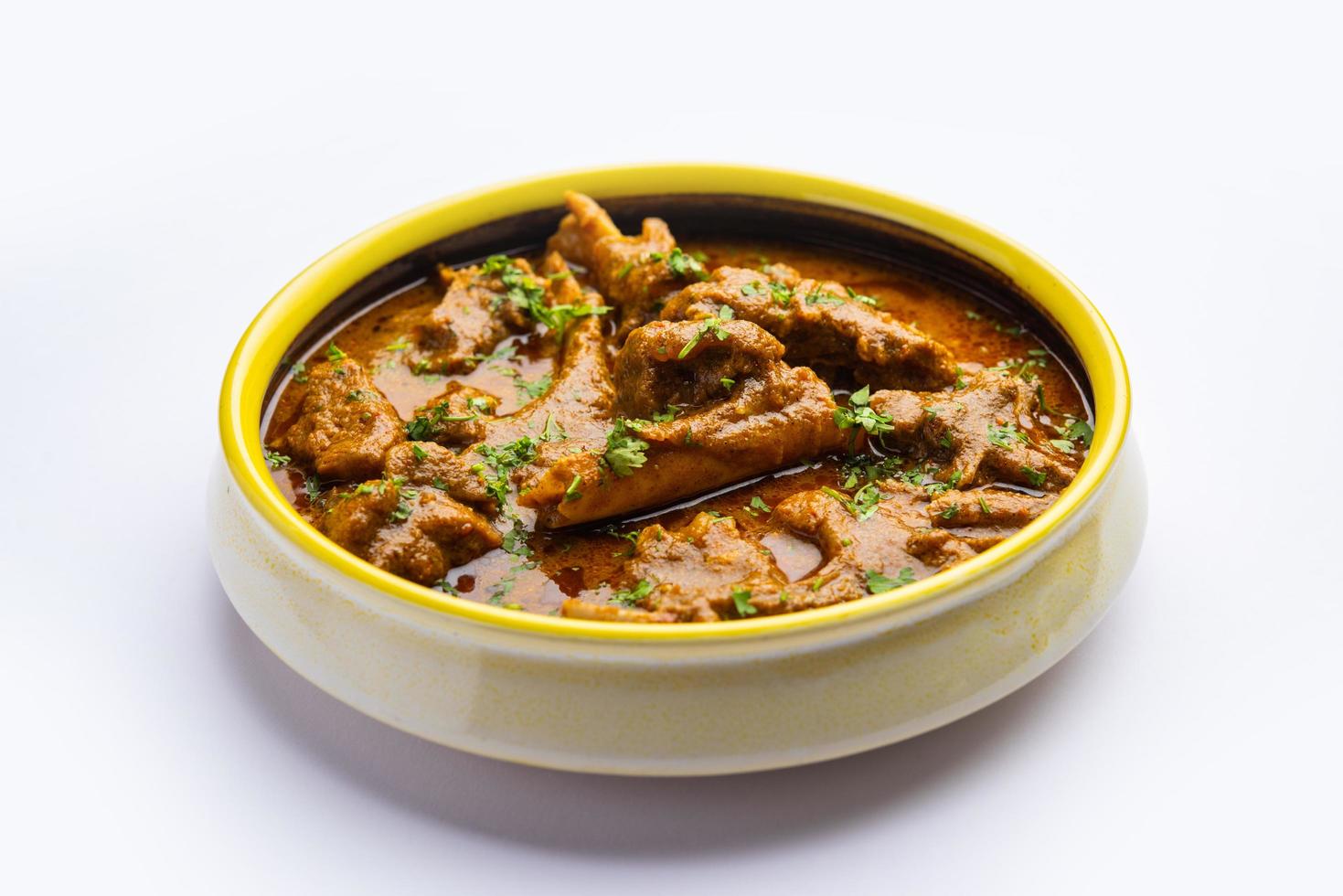 Indian style Mutton OR Gosht Masala OR indian lamb meat rogan josh served with Naan photo