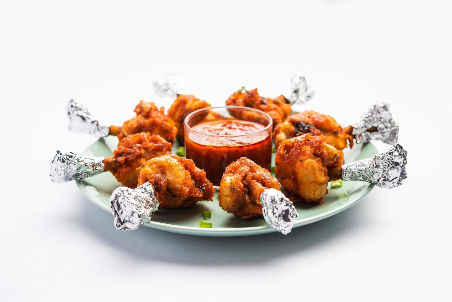 Chicken Lollipop Grilled Tandoori Non Veg With Schezwan sauce Dip Chutney photo