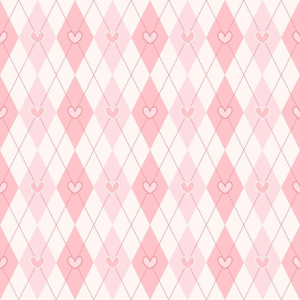 Pink heart tile pattern or textures set on harlequin check vector background, Digital paper for background desktop, phone wallpaper, printable to fabric, card, packaging and more
