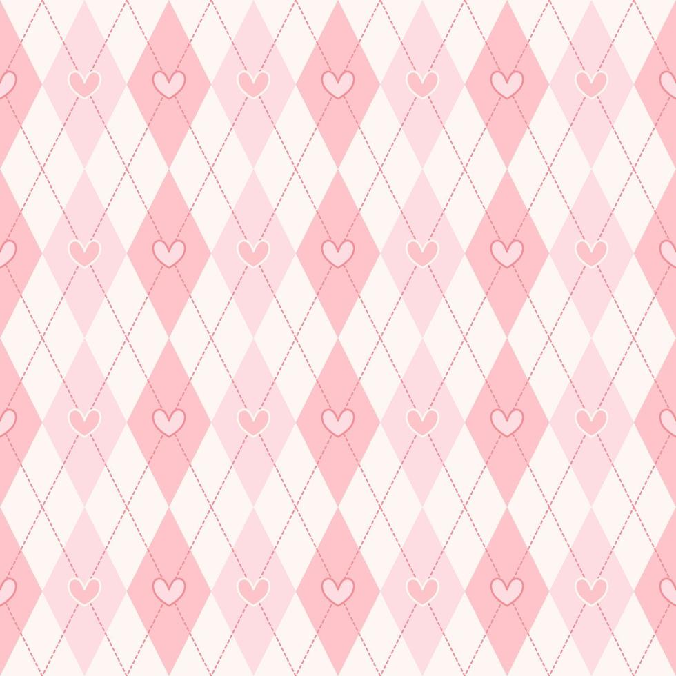 patrón de mosaico de corazón rosa o texturas colocadas en el fondo vectorial de verificación de arlequín, papel digital para escritorio de fondo, papel tapiz de teléfono, imprimible en tela, tarjeta, embalaje y más vector