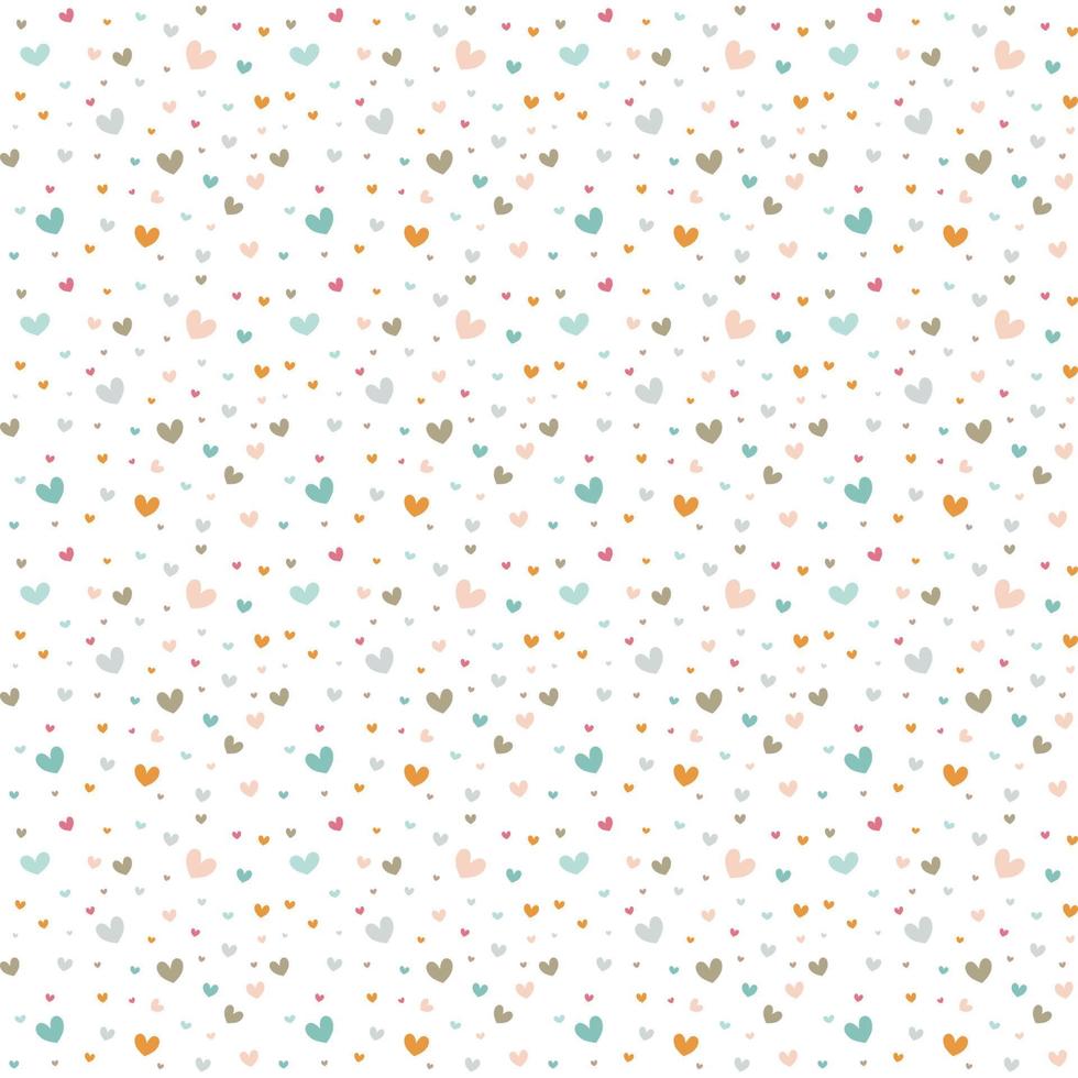 Cute hand drawn heart vector seamless patterns or textures set, colorful heart on white background, Digital paper seamless for background desktop, phone wallpaper, printable to fabric, wrapping