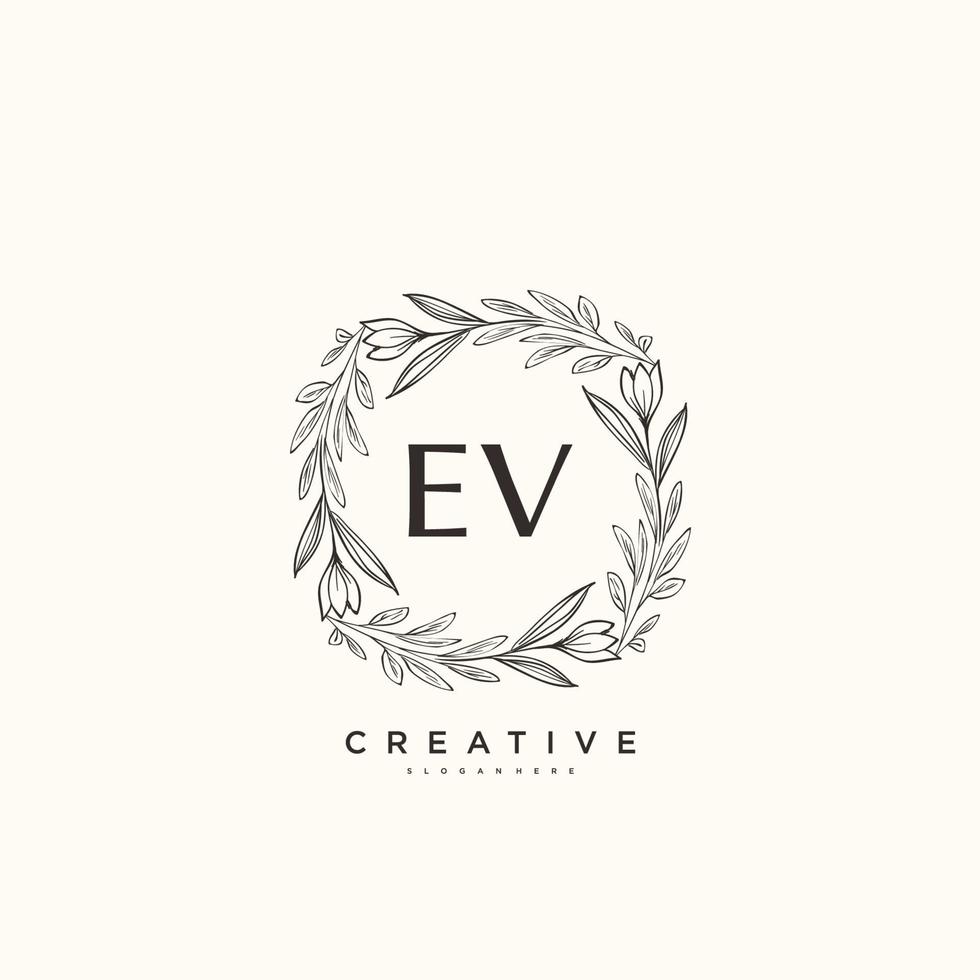 arte del logotipo inicial del vector de belleza ev, logotipo de escritura a mano de firma inicial, boda, moda, joyería, boutique, floral y botánica con plantilla creativa para cualquier empresa o negocio.