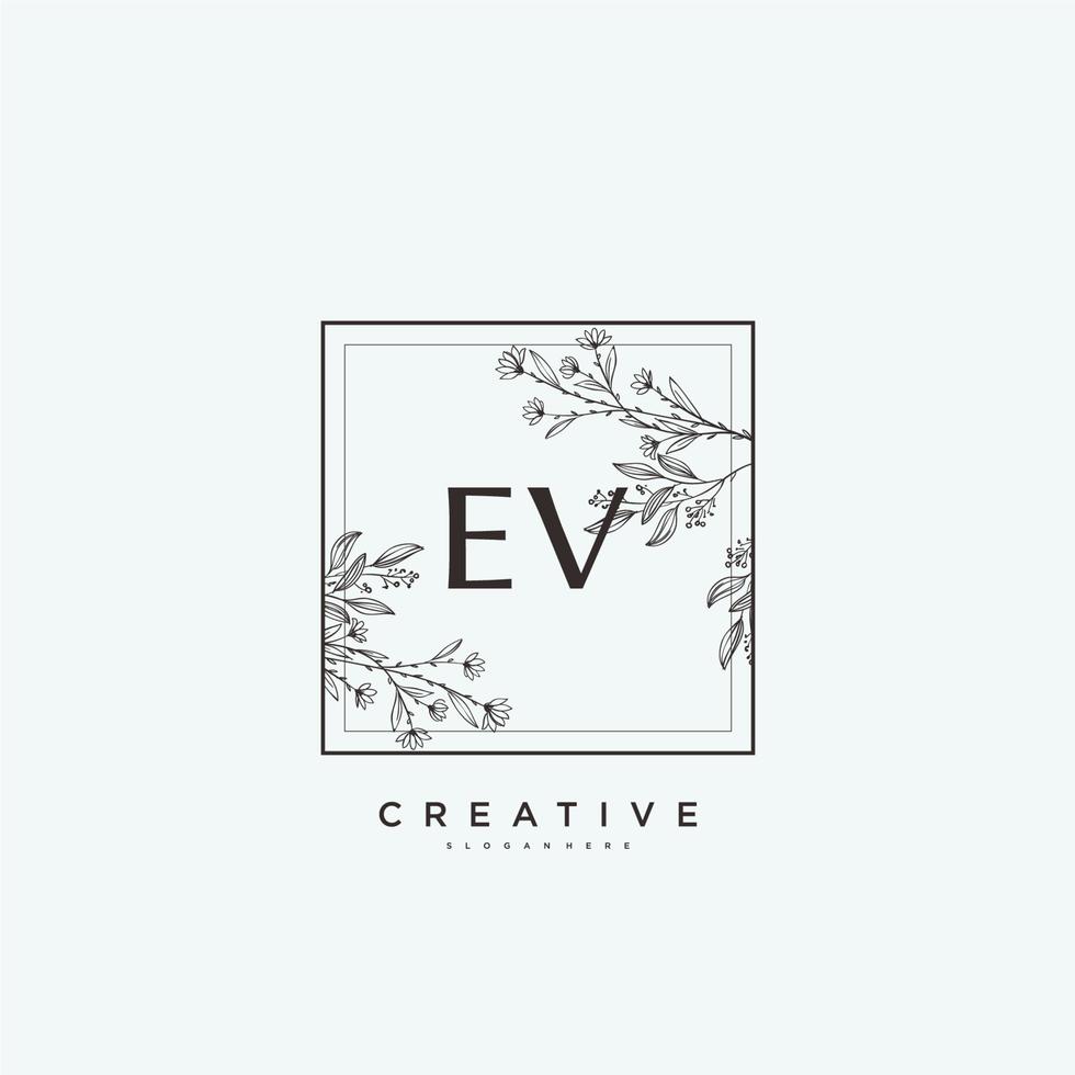 arte del logotipo inicial del vector de belleza ev, logotipo de escritura a mano de firma inicial, boda, moda, joyería, boutique, floral y botánica con plantilla creativa para cualquier empresa o negocio.