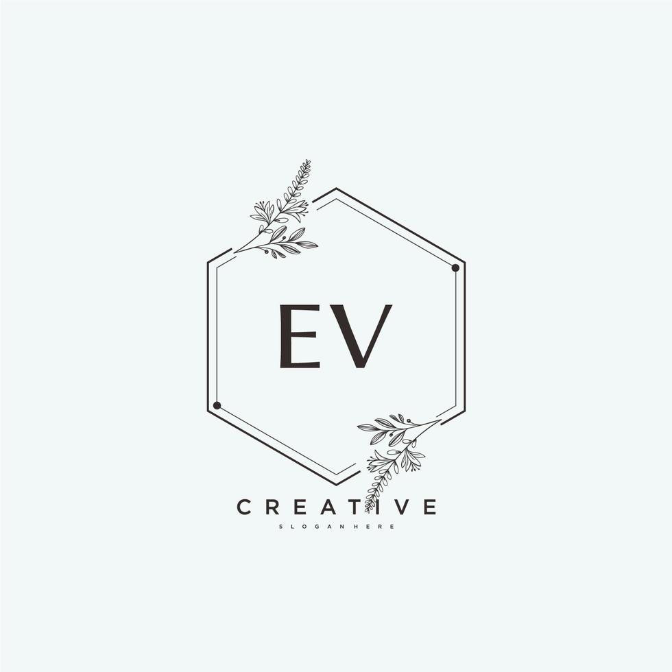 arte del logotipo inicial del vector de belleza ev, logotipo de escritura a mano de firma inicial, boda, moda, joyería, boutique, floral y botánica con plantilla creativa para cualquier empresa o negocio.
