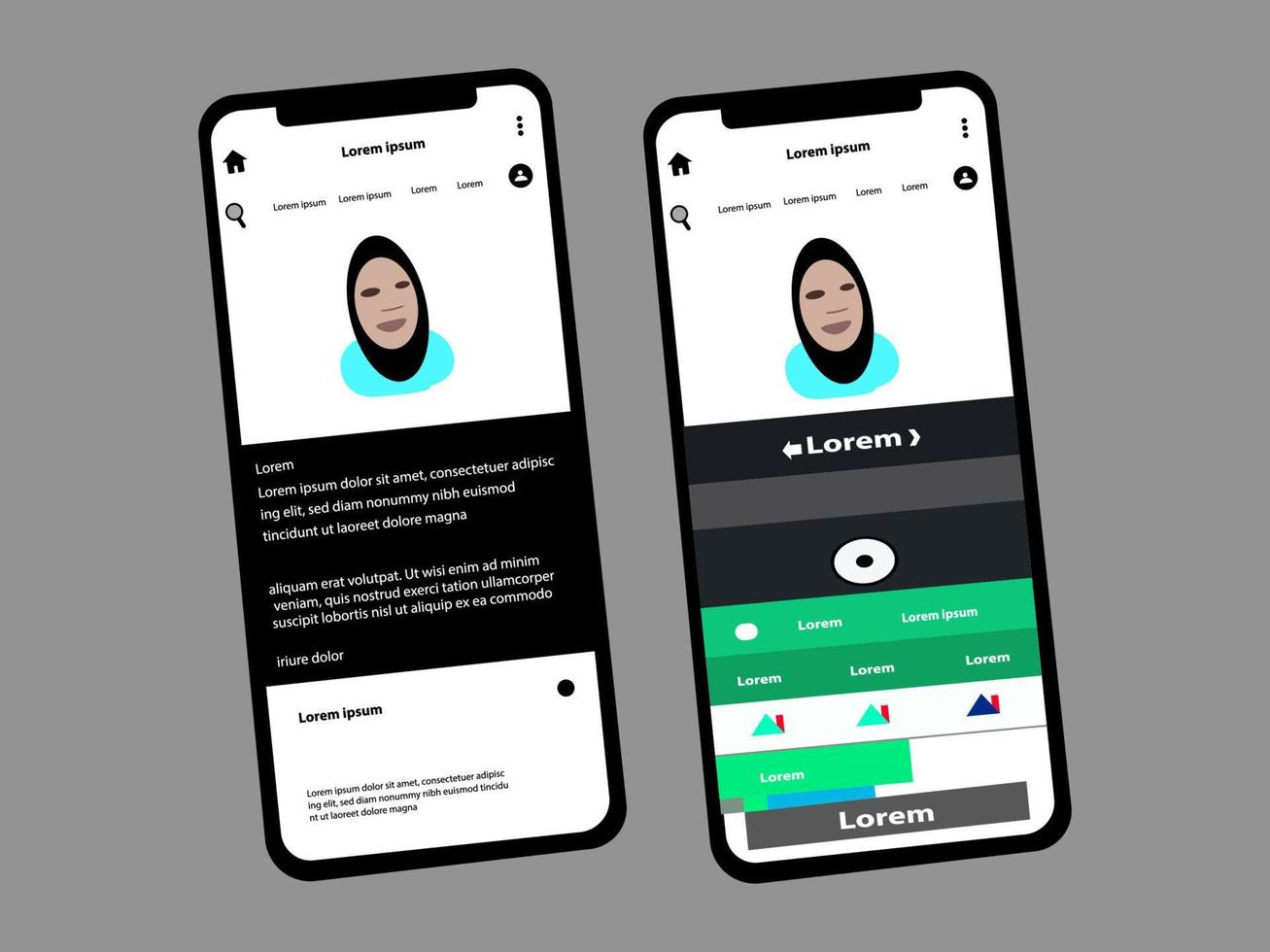 Blogging sites user interface design for mobile application. Vector file
