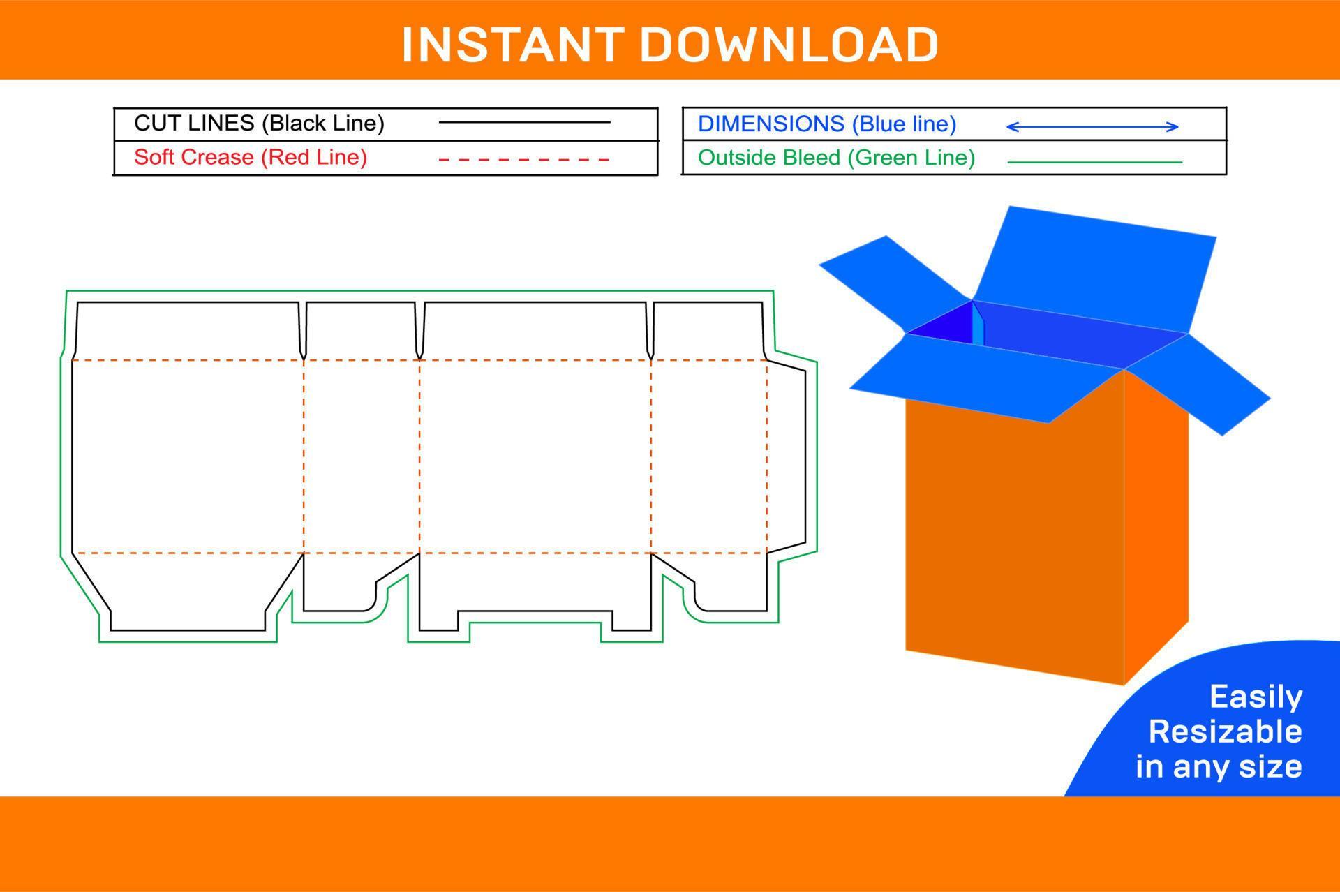 Box dieline template and 3D box design and editable easily resizeable ...