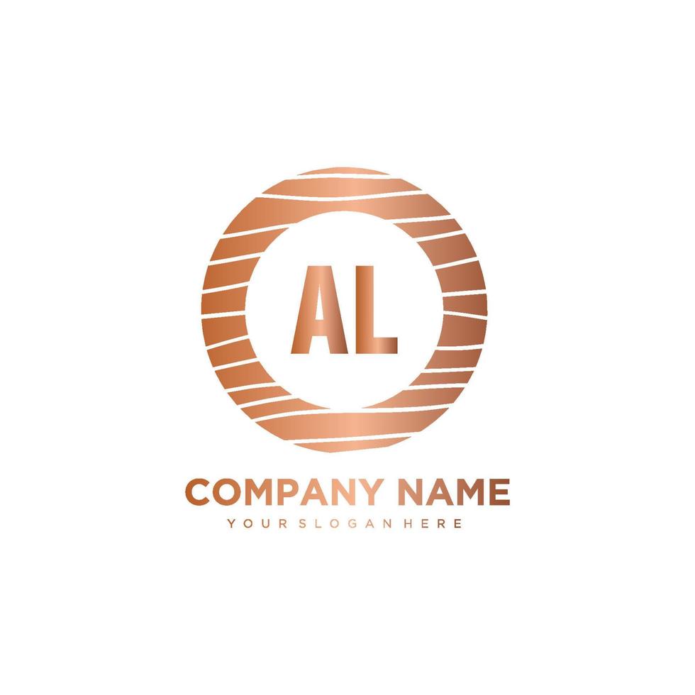 AL Initial Letter circle wood logo template vector