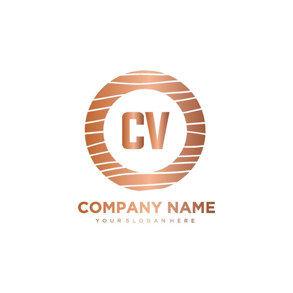 CV Initial Letter circle wood logo template vector