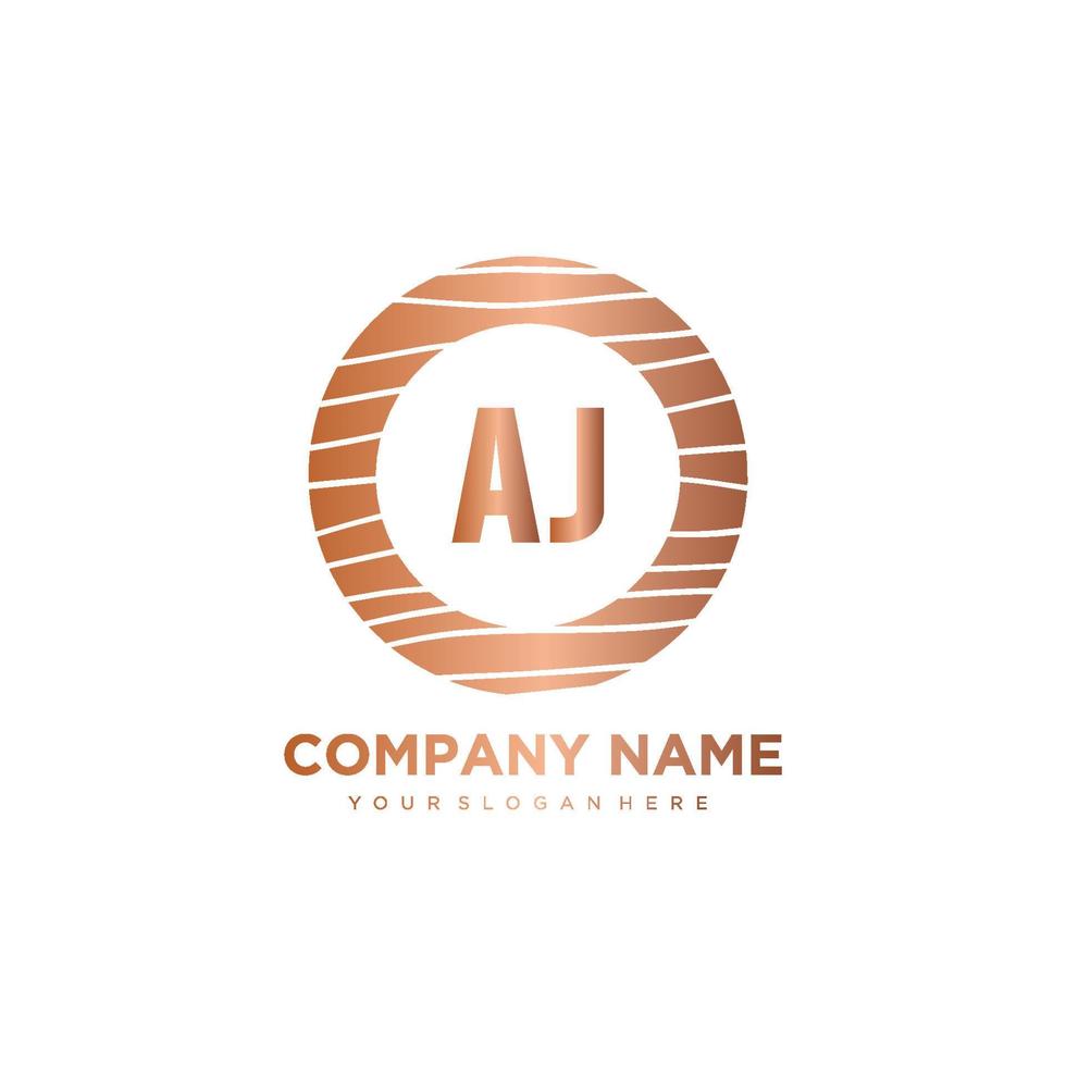 AJ Initial Letter circle wood logo template vector