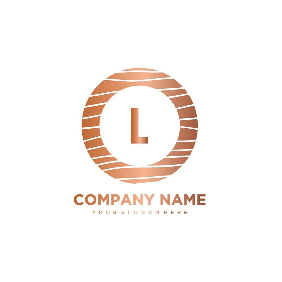 L Initial Letter circle wood logo template vector