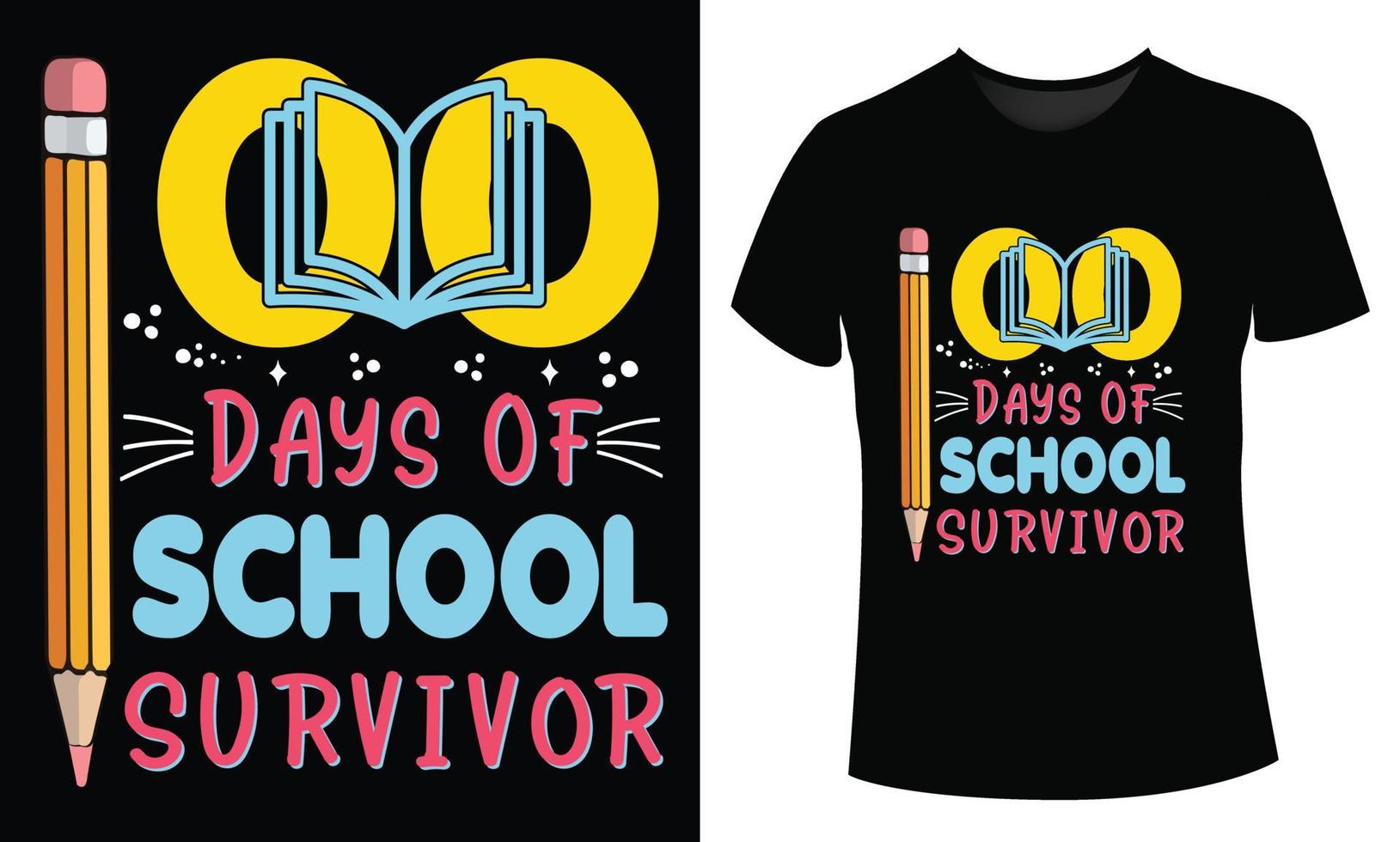 Diseño de camiseta de sobreviviente de 100 días de escuela. vector