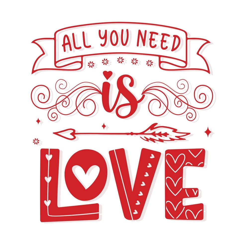 love you forever lettering with love vector