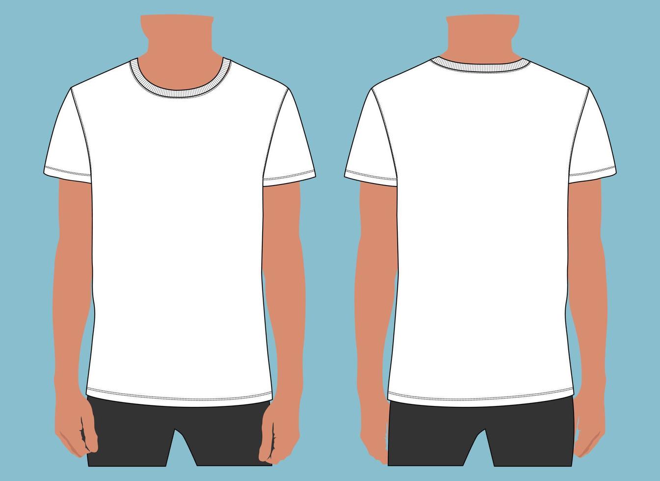 Short sleeve t shirt vector illustration  mock up template For Men's and boys.