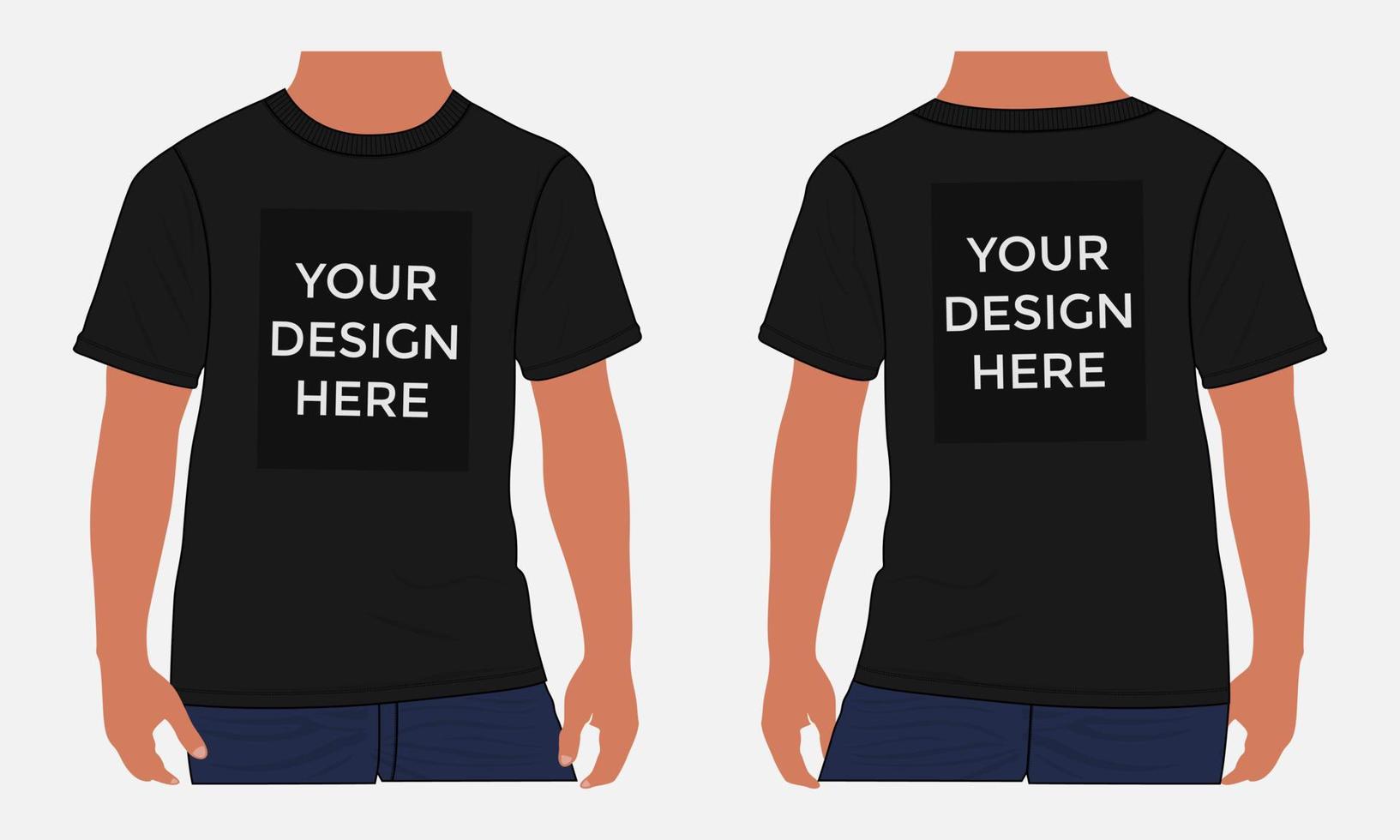 Short sleeve t shirt vector illustration mockup template For Men's and boys.