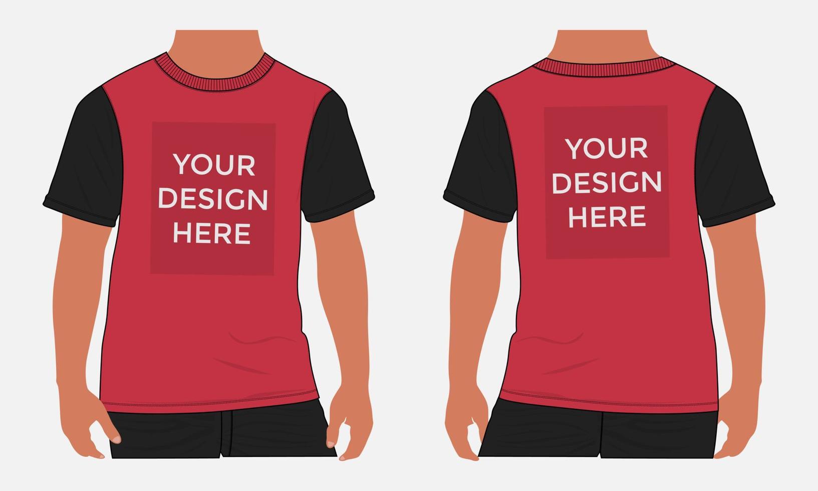 Short sleeve t shirt vector illustration mockup template For Men's and boys.
