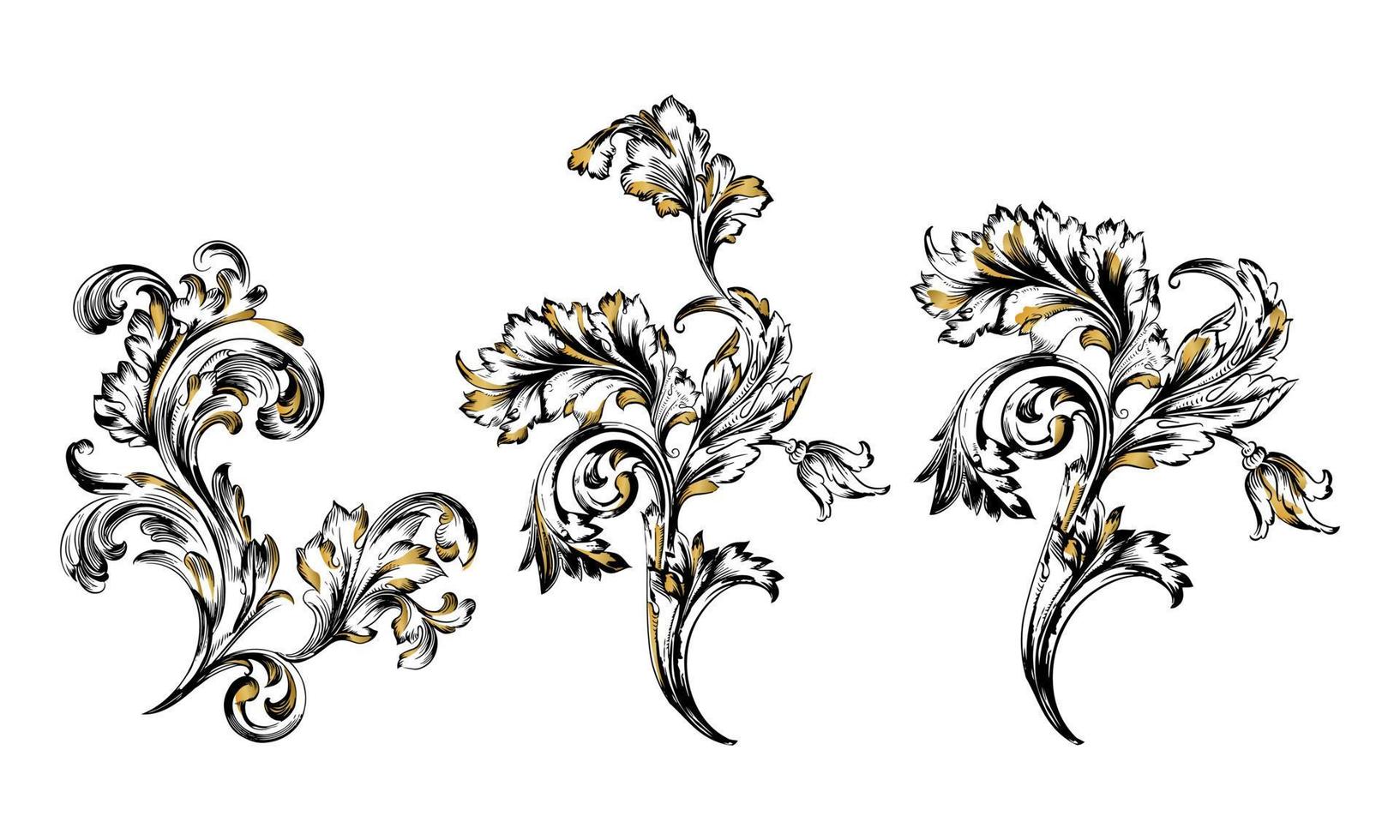 ilustración de vector floral ornamental aislado sobre fondo blanco