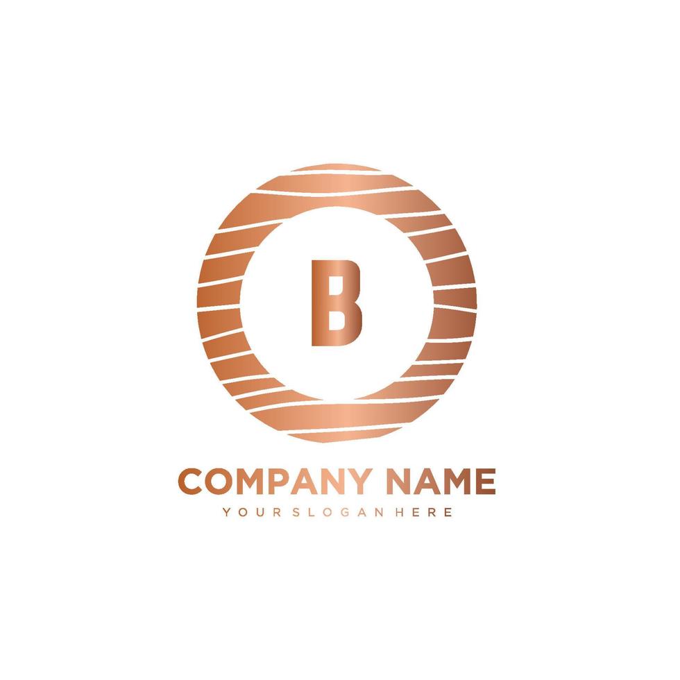 B Initial Letter circle wood logo template vector