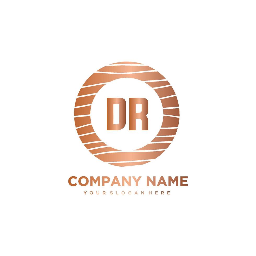 DR Initial Letter circle wood logo template vector